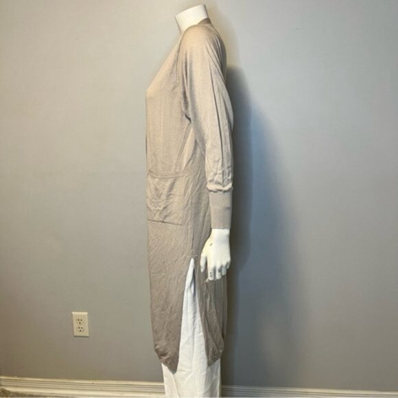 UNIQLO Lightweight Solid Tan Long Shrug Cardigan With Pockets Size Small - Picture 7 of 9
